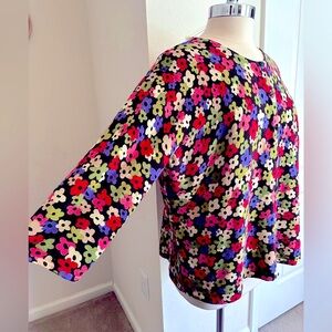 Talbots Woman “Petites Floral Collection” Cardigan Vintage Y2K Mod Print Size 2X
